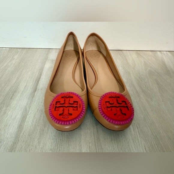 Tory Burch Reva ballet Miller Fringe Flats Size 6M Tan Pink - Picture 8 of 9